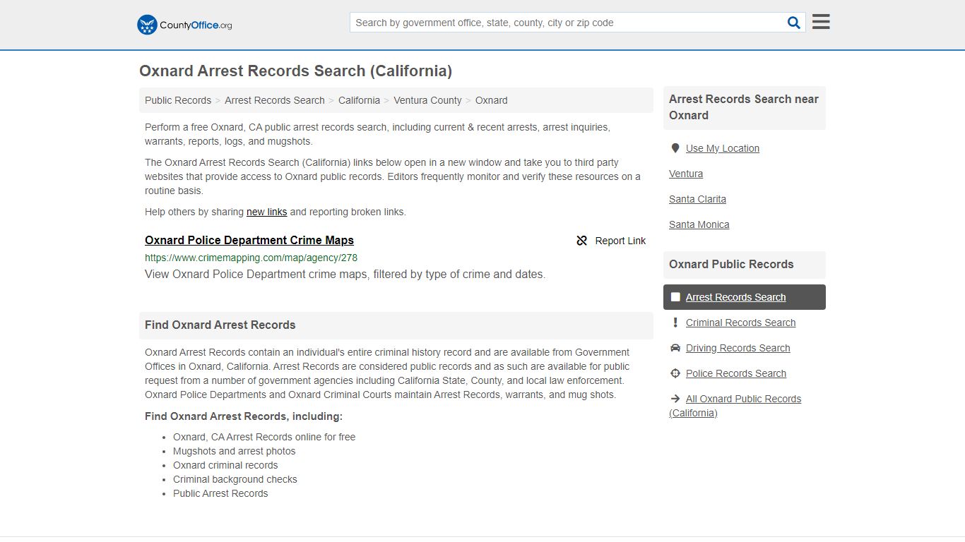 Arrest Records Search - Oxnard, CA (Arrests & Mugshots) - County Office