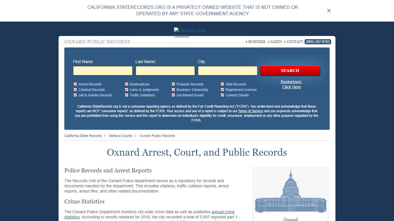 Oxnard Arrest and Public Records | California.StateRecords.org