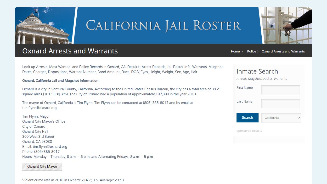Oxnard Arrests and Warrants | Jail Roster Search